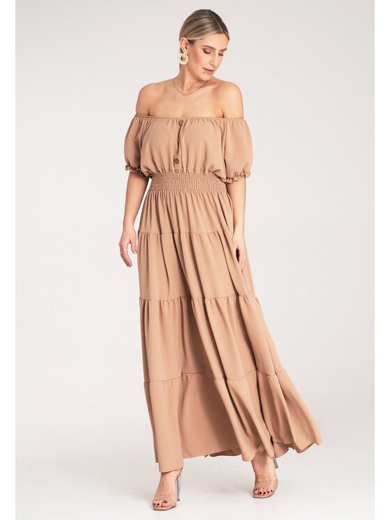 FIGL FIGL Letné šaty M1170 Béžová Flared Fit