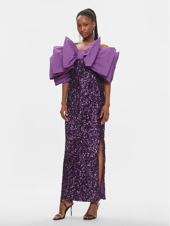 ROTATE ROTATE Coctailkleid Sequins Bow 1115762073 Violett Slim Fit