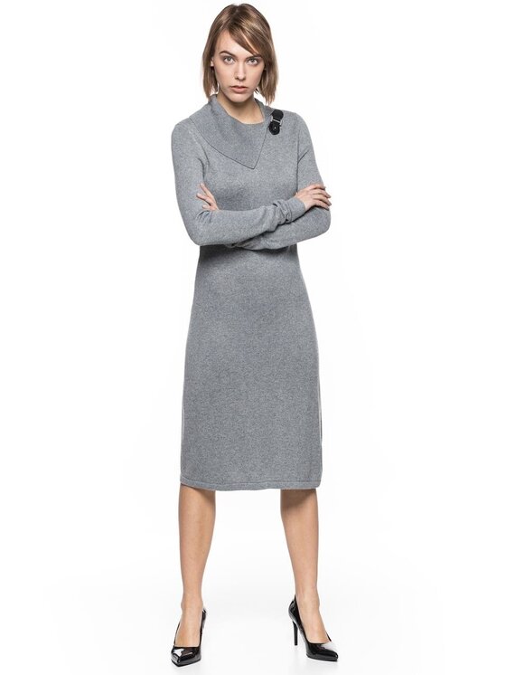 Tom Tailor Tom Tailor Sukienka codzienna LOVELY KNIT DRESS Szary Slim Fit