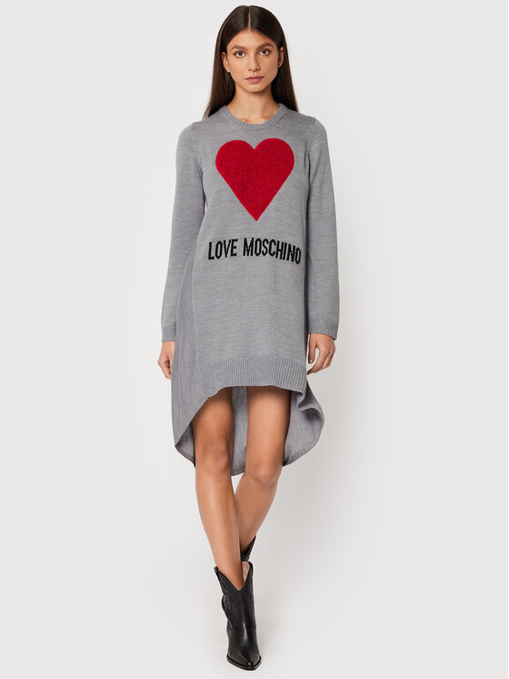 LOVE MOSCHINO LOVE MOSCHINO Džemper haljina WSE1411X 1148 Siva Relaxed Fit