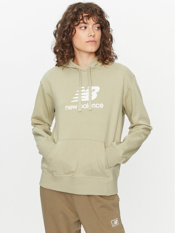 New Balance Džemperis ar kapuci Essentials Stacked Logo Hoodie WT31533 Zaļš Regular Fit