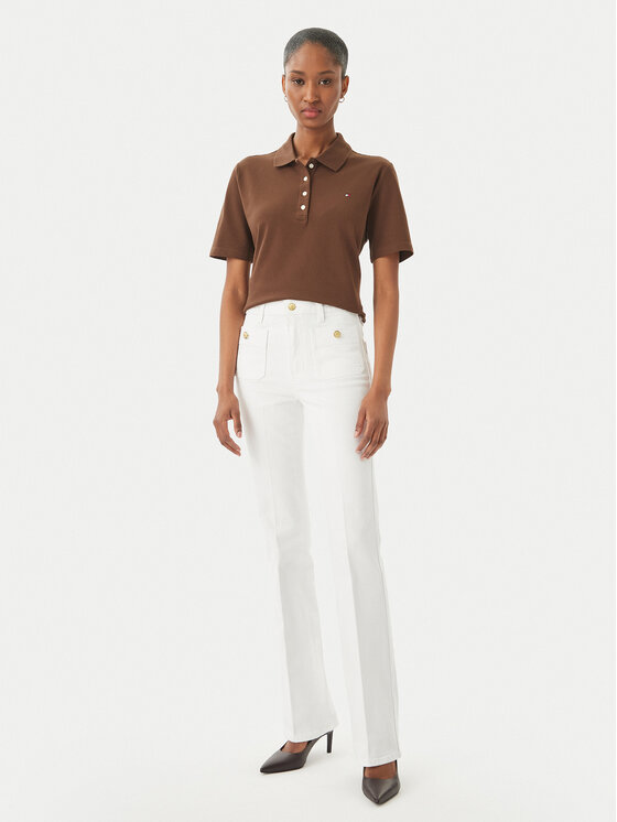 Tommy Hilfiger Tommy Hilfiger Тениска с яка и копчета WW0WW43224 Кафяв Regular Fit