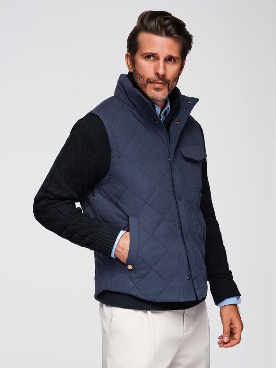 Ombre Ombre Kamizelka OM-JAVJ-0277 Granatowy Regular Fit