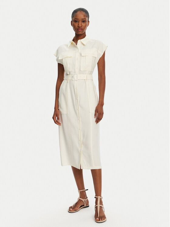 Patrizia Pepe Patrizia Pepe Φόρεμα πουκάμισο 2A2870/A573-W146 Εκρού Regular Fit