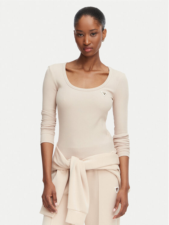 Guess Bluză V4BP07 K8RT2 Bej Slim Fit