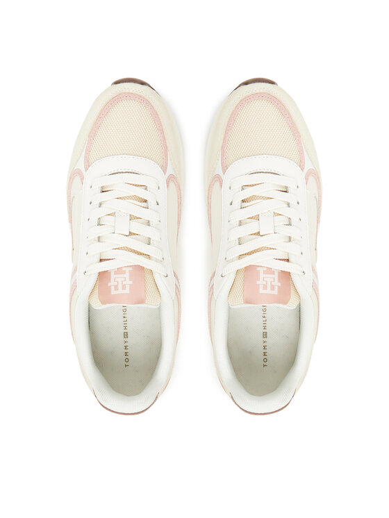Tommy Hilfiger Tommy Hilfiger Sneakersy Casual Fashion Runner Mix FW0FW08693 Écru