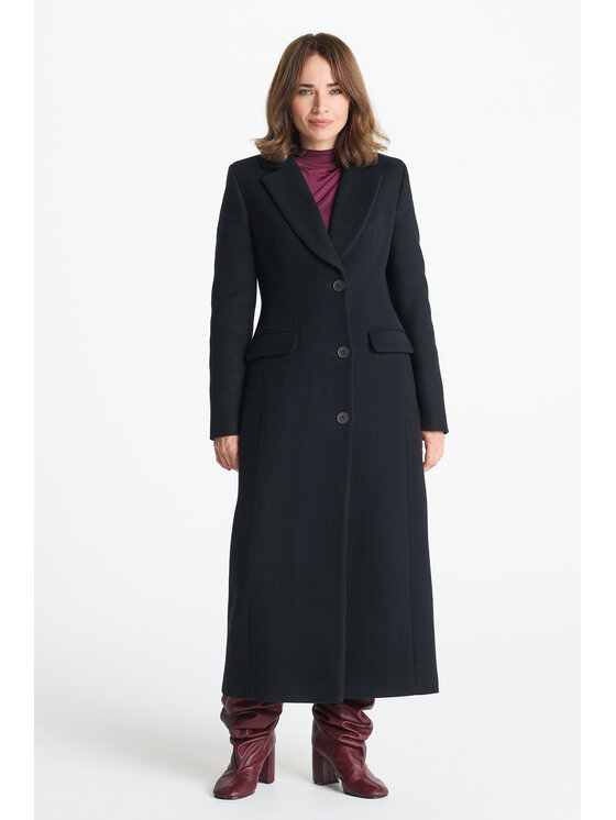 Salme Salme Płaszcz wełniany Aniela maxi Czarny Regular Fit