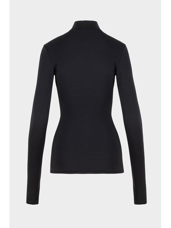 BENU BENU Blúzka Drapowana Čierna Slim Fit