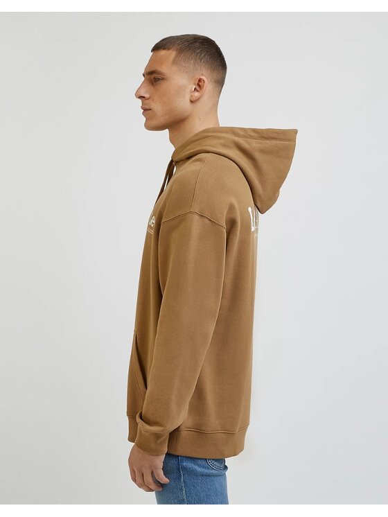 Lee Lee Bluza Loose Logo Hoodie Brązowy Hoodie Fit