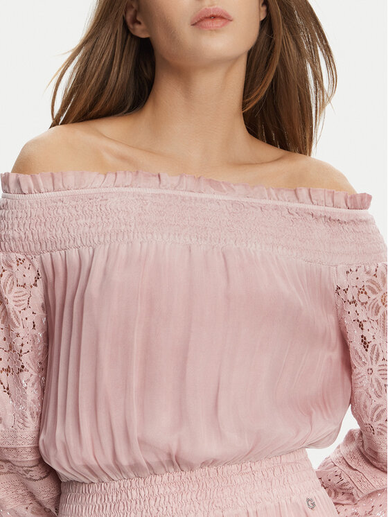 Guess Guess Koktejlové šaty W5GK24 WE550 Růžová Regular Fit