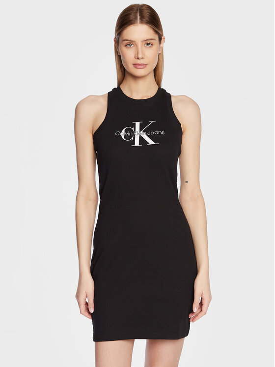 Calvin Klein Jeans Rochie de zi J20J220754 Negru Slim Fit