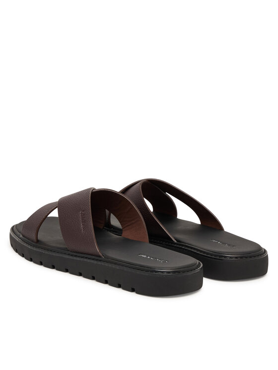 Calvin Klein Calvin Klein Papucs Sq Molded Sandal Xcross Lth HM0HM02235 Barna