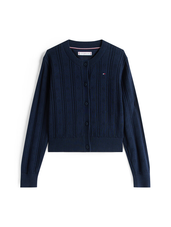 Tommy Hilfiger Tommy Hilfiger Strickjacke Pointelle KG0KG08677 Dunkelblau Regular Fit