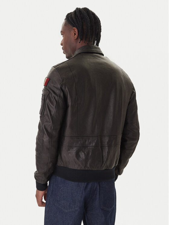 Aeronautica Militare Aeronautica Militare Kožená bunda 252PN0963U100839 Černá Regular Fit
