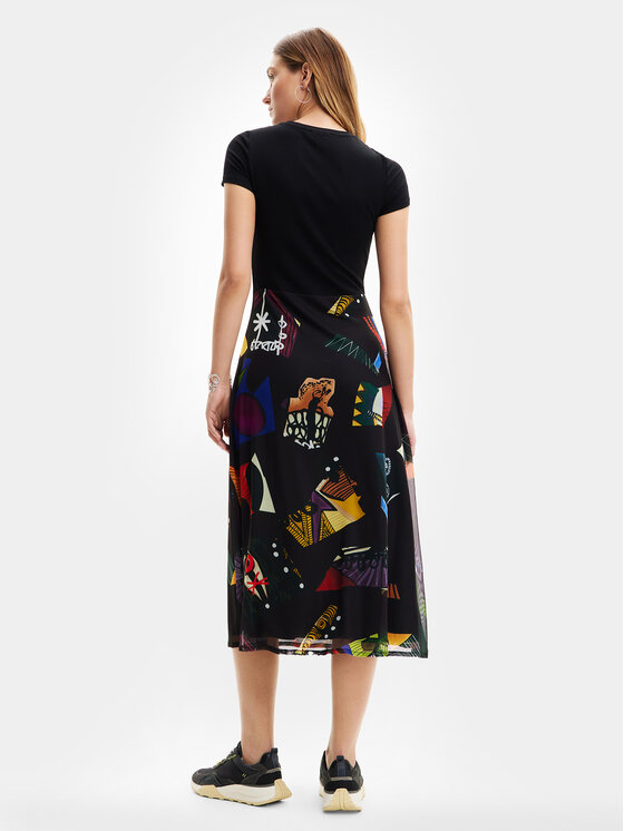 Desigual Desigual Haljina za svaki dan MONSIEUR CHRISTIAN LACROIX Lin 24SWVK47 Crna Regular Fit