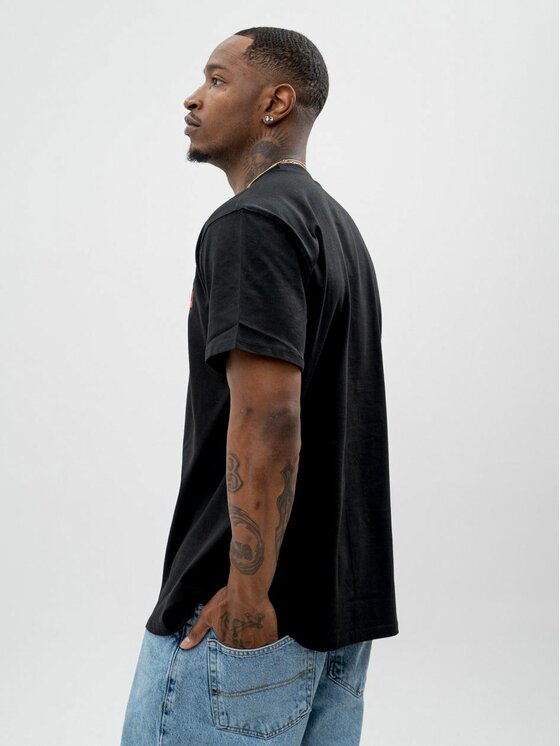Jigga Wear Jigga Wear T-Shirt Koszulka Z Krótkim Rękawem Oversize Męska Czarna / Czerwona Jigga Wear Haft Simple Crown 2XL Czarny Oversize