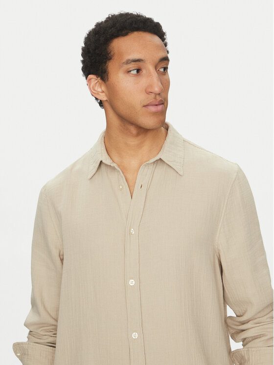 Guess Guess Hemd M5GH85 WH831 Écru Regular Fit