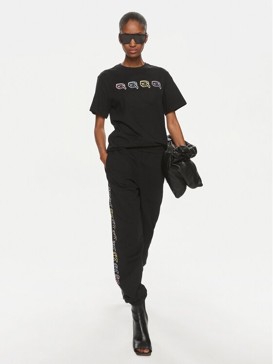 KARL LAGERFELD KARL LAGERFELD Teplákové nohavice 241W1052 Čierna Regular Fit