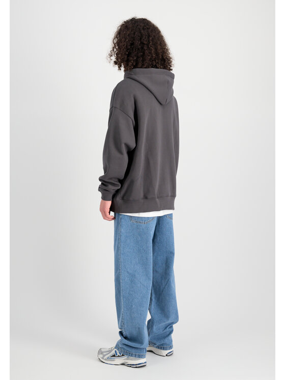 Alpha Industries Alpha Industries Bluza Flock Logo Hoodie Szary Relaxed Fit