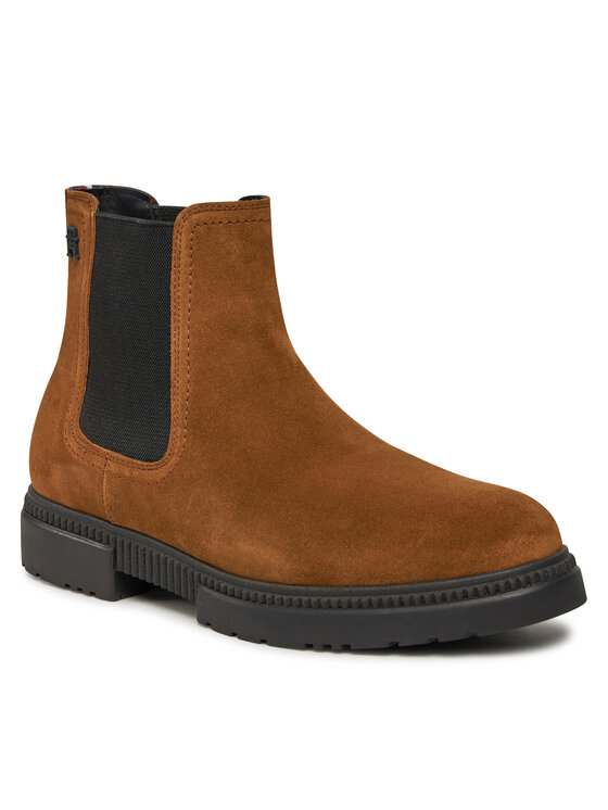 Tommy Hilfiger Tommy Hilfiger Gležnjarji Chelsea Casual Cleated Suede Chelsea FM0FM05037 Rjava