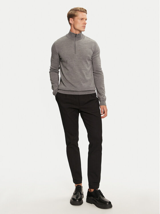 HUGO Hugo Pulover San Quirin-M 50474175 Gri Regular Fit
