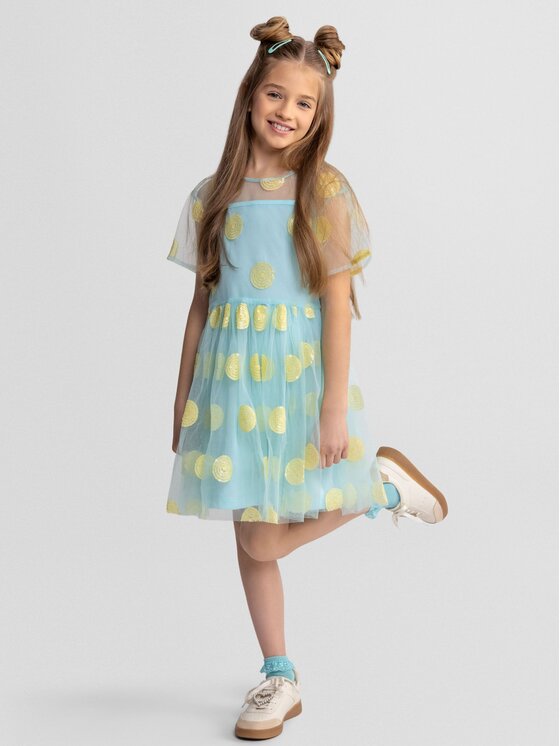 minoti minoti Sukienka elegancka 30DRESS172 Turkusowy Regular Fit