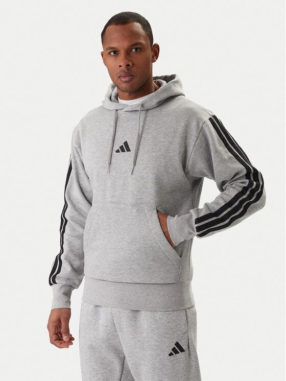 adidas adidas Mikina Essentials 3-Stripes JE6302 Šedá Regular Fit