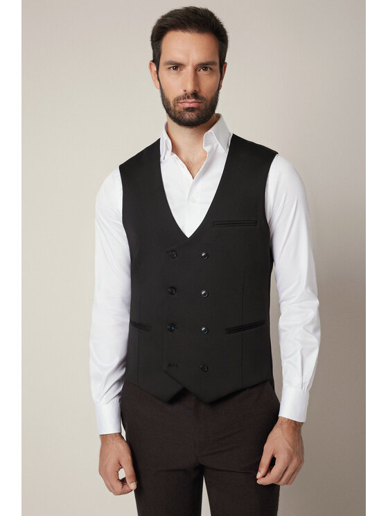 Lancerto Lancerto Kamizelka Candelo KA131225000007 Czarny Slim Fit