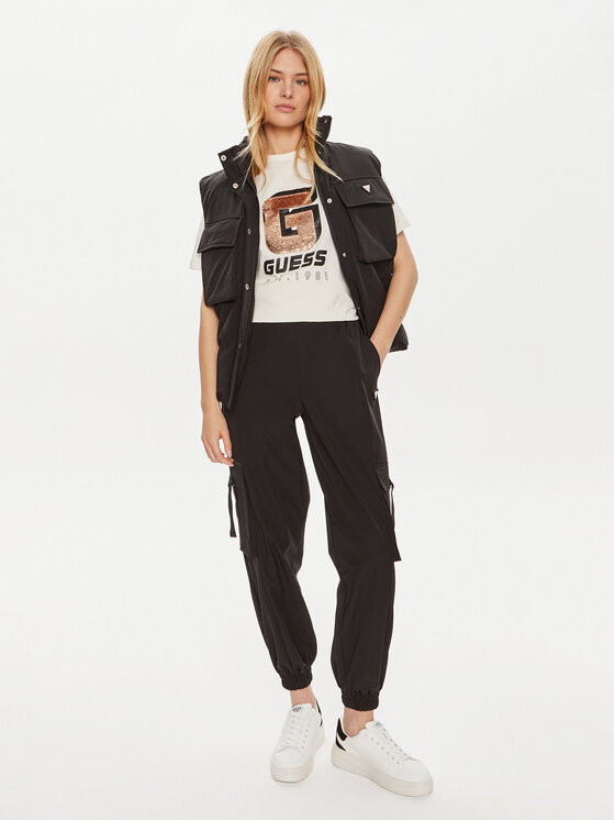 Guess Guess Tričko Ines V4YI07 I3Z14 Écru Regular Fit