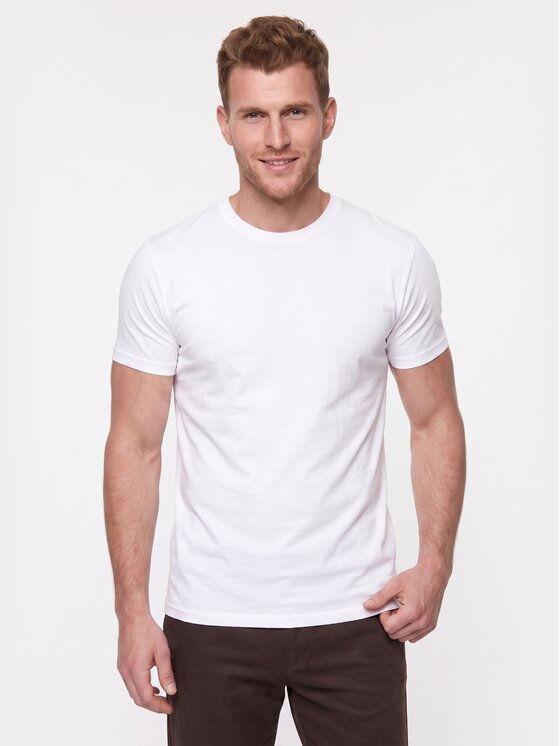 BASICLO BASICLO T-Shirt W-2326-01 Biały Oversize