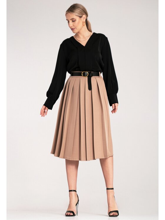 FIGL FIGL Gonna plissettata M1154 Beige A-Line Fit