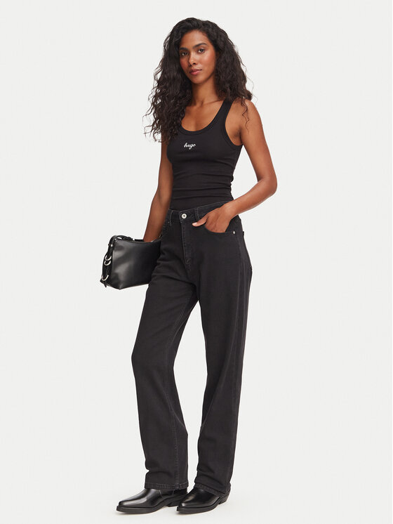 HUGO HUGO Jeansy Elyah 50520606 Černá Straight Fit