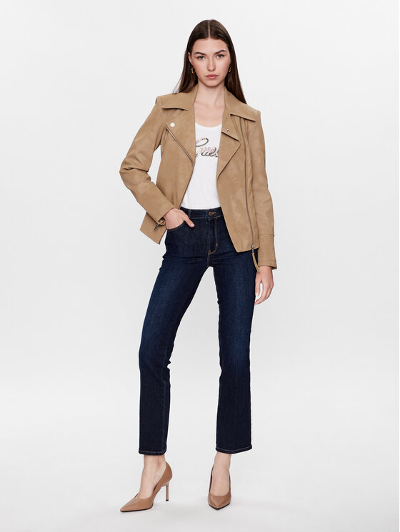 Guess Guess Lederjacke W3YL33 WFIV0 Braun Regular Fit