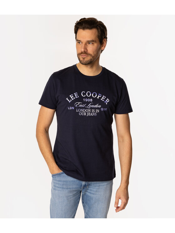 Lee Cooper Lee Cooper T-Shirt SLOG1 1160 Granatowy Regular Fit