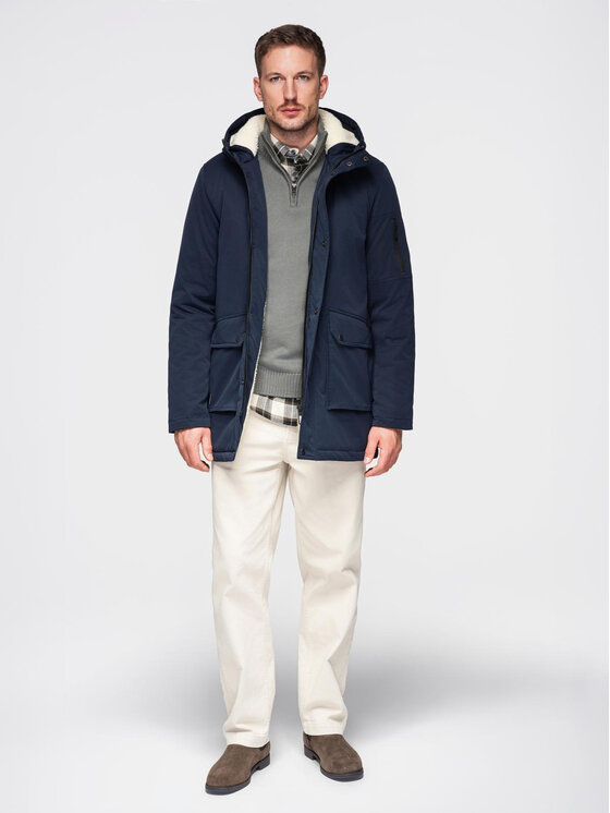 Ombre Ombre Parka OM-JAPJ-0316 Granatowy Regular Fit