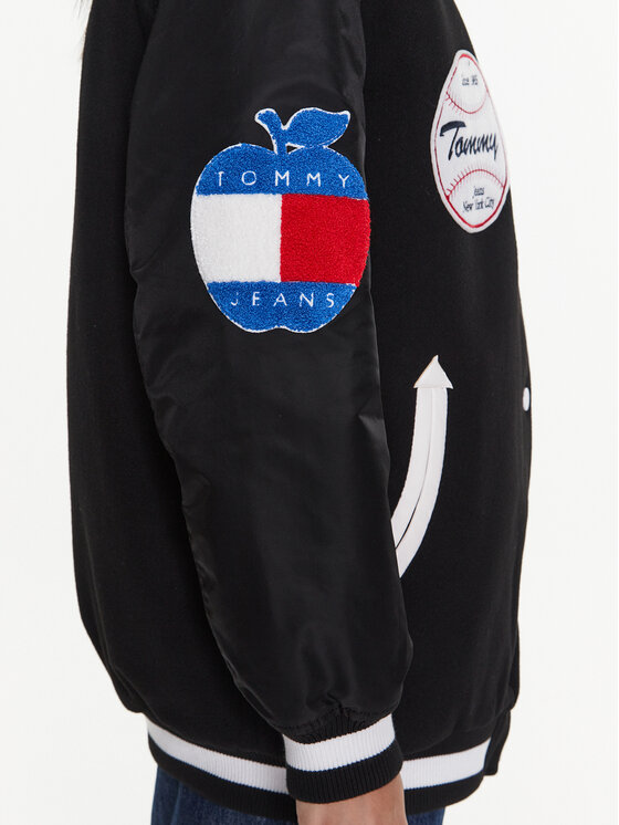 Tommy Jeans Tommy Jeans Μπόμπερ μπουφάν Letterman DW0DW14940 Μαύρο Oversize
