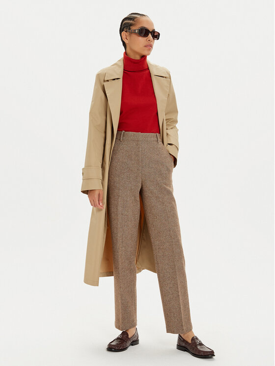 Tommy Hilfiger Tommy Hilfiger Pantaloni di tessuto Herringbone WW0WW42959 Marrone Straight Fit