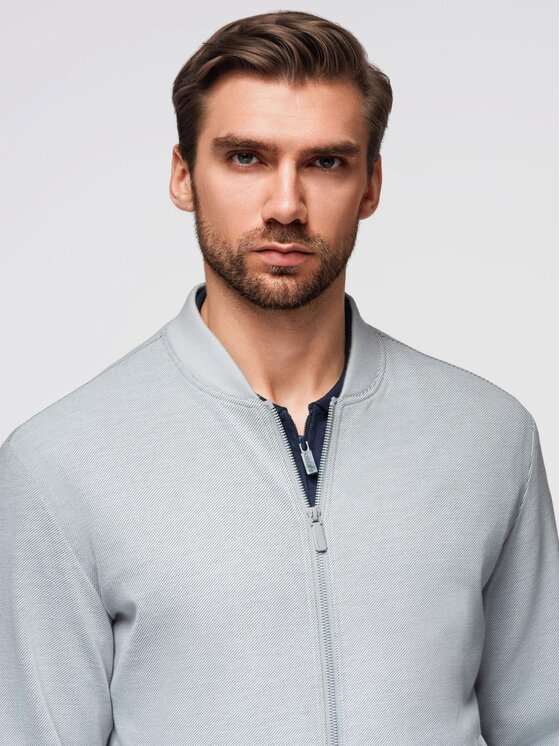 Ombre Ombre Kurtka bomber OM-JANP-0159 Szary jasny Regular Fit