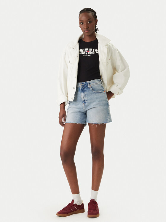 Tommy Jeans Tommy Jeans Marškinėliai Wavy Flag DW0DW22272 Juoda Slim Fit