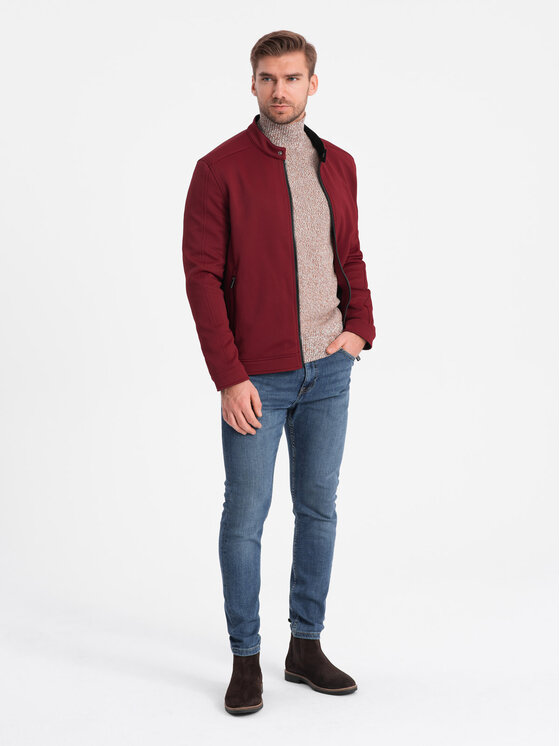 Ombre Ombre Kurtka przejściowa OM-JANP-0138 Bordowy Regular Fit