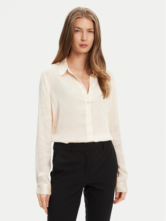 Guess Košeľa W5YH1A WHCR2 Écru Regular Fit