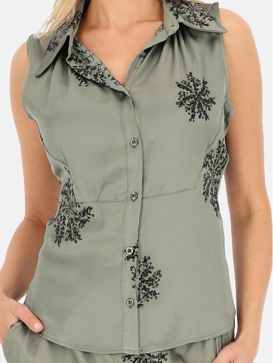 Perso Perso Bluzka CHCE243778F Khaki Regular Fit