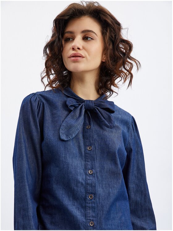 Orsay Orsay Koszula jeansowa 663656558000__38 Granatowy Regular Fit