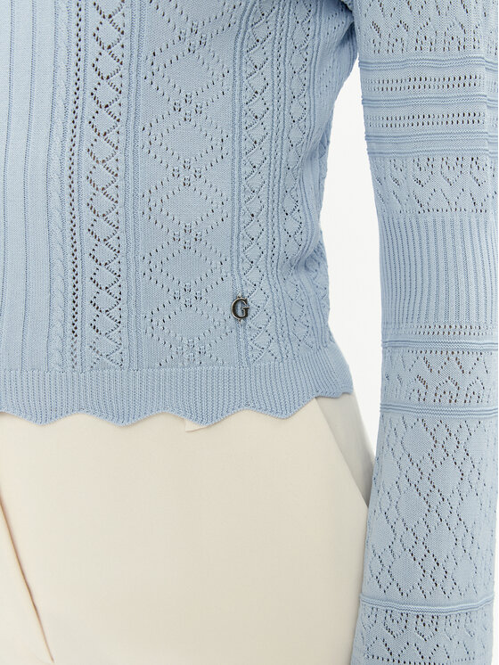 Guess Guess Pulover Adaline W4GR08 Z2U00 Albastru celest Regular Fit