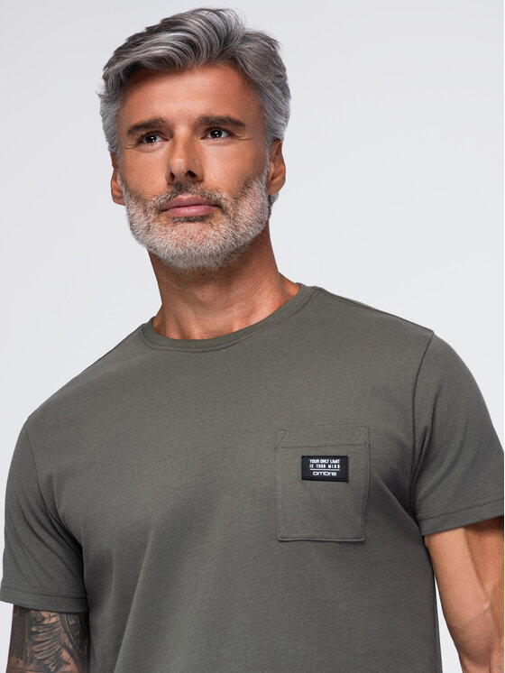 Ombre Ombre T-Shirt OM-TSCT-0305 Szary ciemny Regular Fit