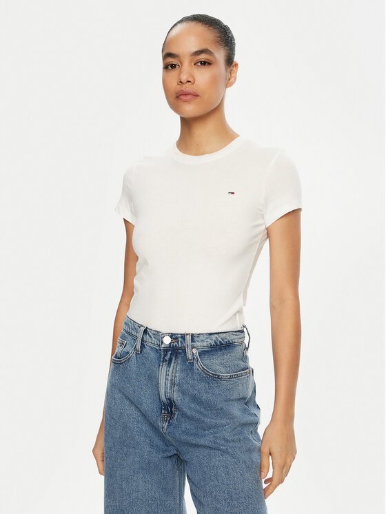 Tommy Jeans Tommy Jeans Póló DW0DW20459 Fehér Slim Fit