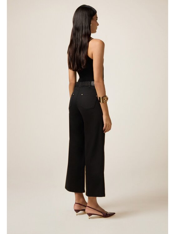 Oltre Oltre Pantaloni di tessuto P727R008664N033 Nero Flare Fit