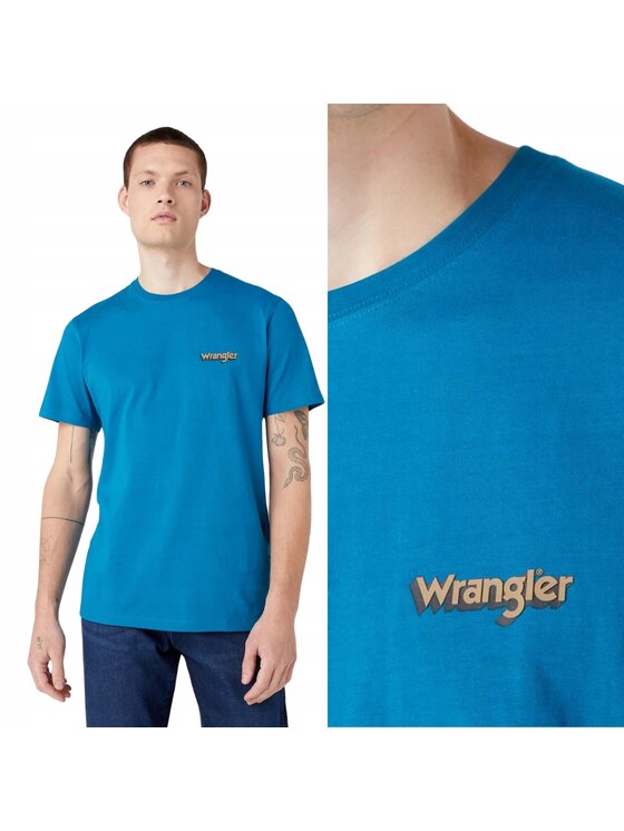Wrangler Wrangler T-Shirt Graphic Logo Tee Niebieski Regular Fit