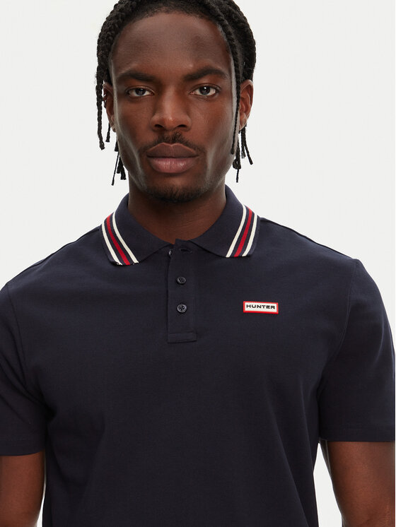 Hunter Hunter Polo Noris SS HARM0037242 Granatowy Regular Fit