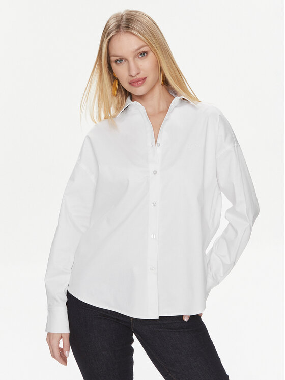 Guess Guess Marškiniai Ls Nicla W4RH51 WD2M1 Balta Regular Fit